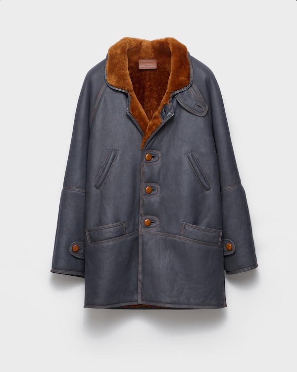Shearling coat - Air Force Blue/Cognac Shearling coat - Air Force Blue/Cognac