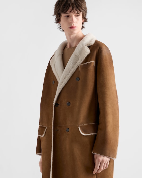 Double-breasted shearling coat - Camel/Natural Double-breasted shearling coat - Camel/Natural