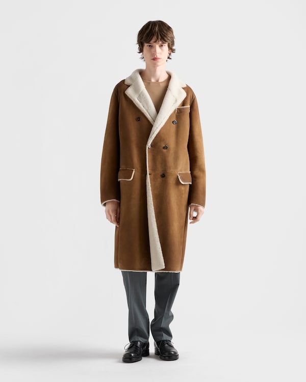 Double-breasted shearling coat - Camel/Natural Double-breasted shearling coat - Camel/Natural