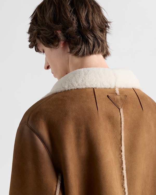 Double-breasted shearling coat - Camel/Natural Double-breasted shearling coat - Camel/Natural