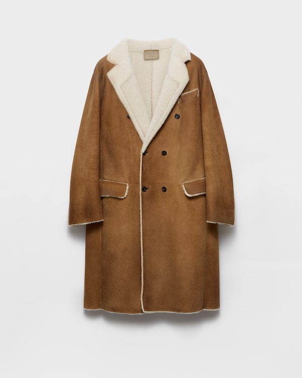 Double-breasted shearling coat - Camel/Natural Double-breasted shearling coat - Camel/Natural