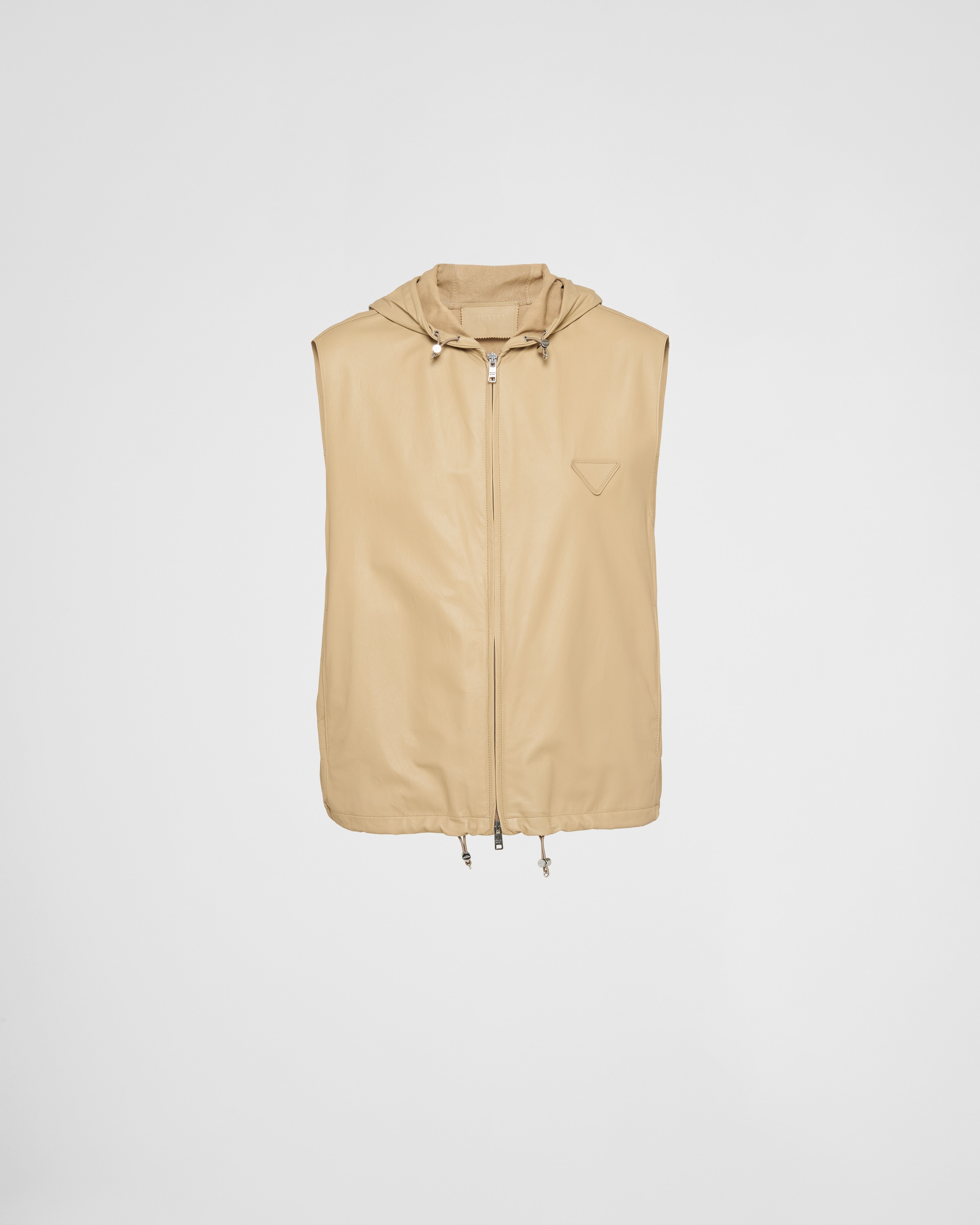 VIP【関税送料無料】希少 PRADA LOGO LEATHER VEST Khaki Leather vest | PRADA