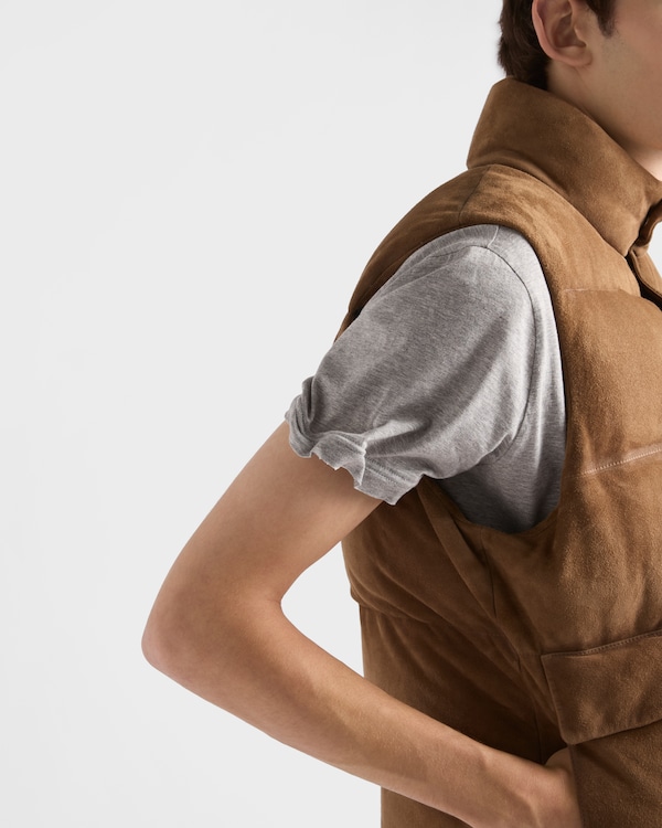 Gilet matelassé en veau velours Gilet matelassé en veau velours