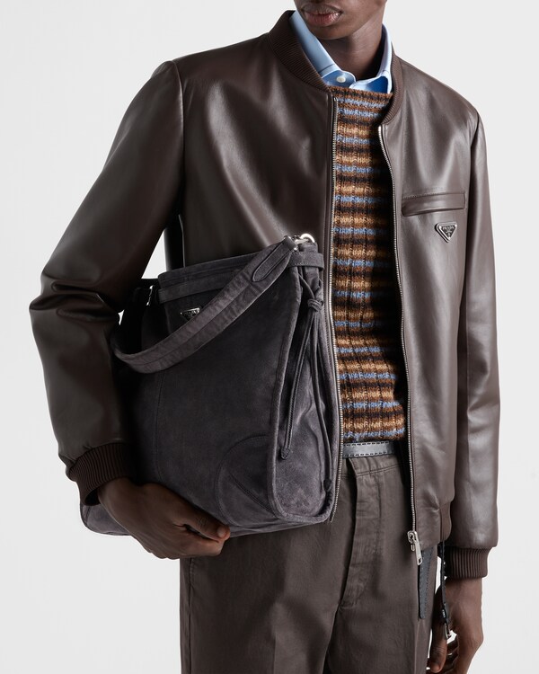 Reversible nappa leather bomber jacket - Dark Brown Reversible nappa leather bomber jacket - Dark Brown