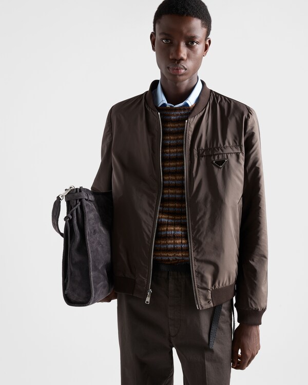 Reversible nappa leather bomber jacket - Dark Brown Reversible nappa leather bomber jacket - Dark Brown