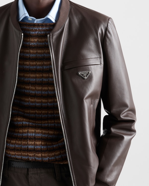 Reversible nappa leather bomber jacket - Dark Brown Reversible nappa leather bomber jacket - Dark Brown