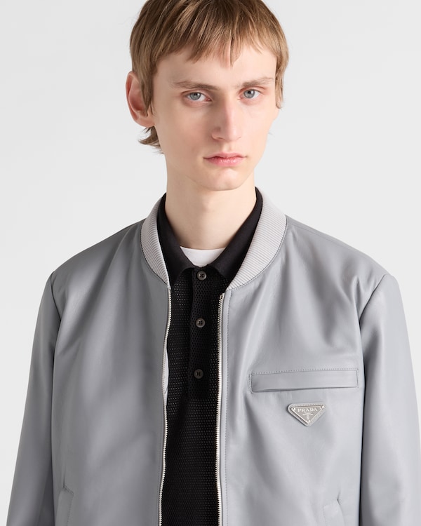 Nappa leather bomber jacket - Granite Gray Nappa leather bomber jacket - Granite Gray