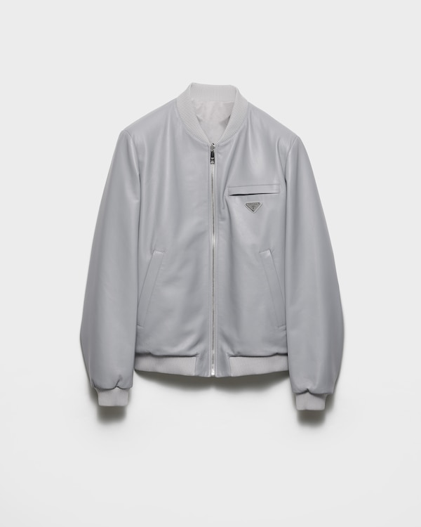 Nappa leather bomber jacket - Granite Gray Nappa leather bomber jacket - Granite Gray