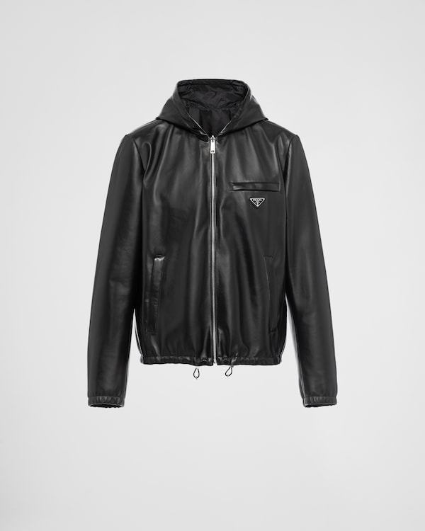 レザージャケット・コート Prada Hoodie style leather jacket Dark Brown Nappa leather hoodie jacket | PRADA