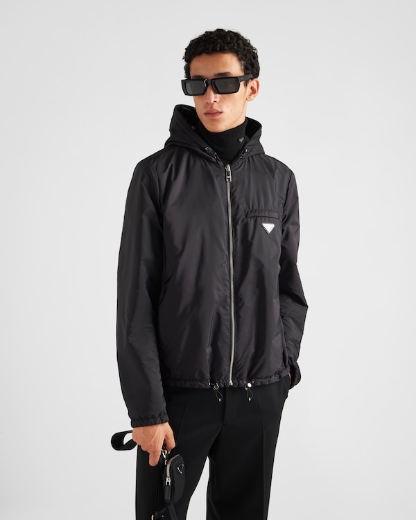 Reversible nappa leather and Re-Nylon jacket - Black Reversible nappa leather and Re-Nylon jacket - Black