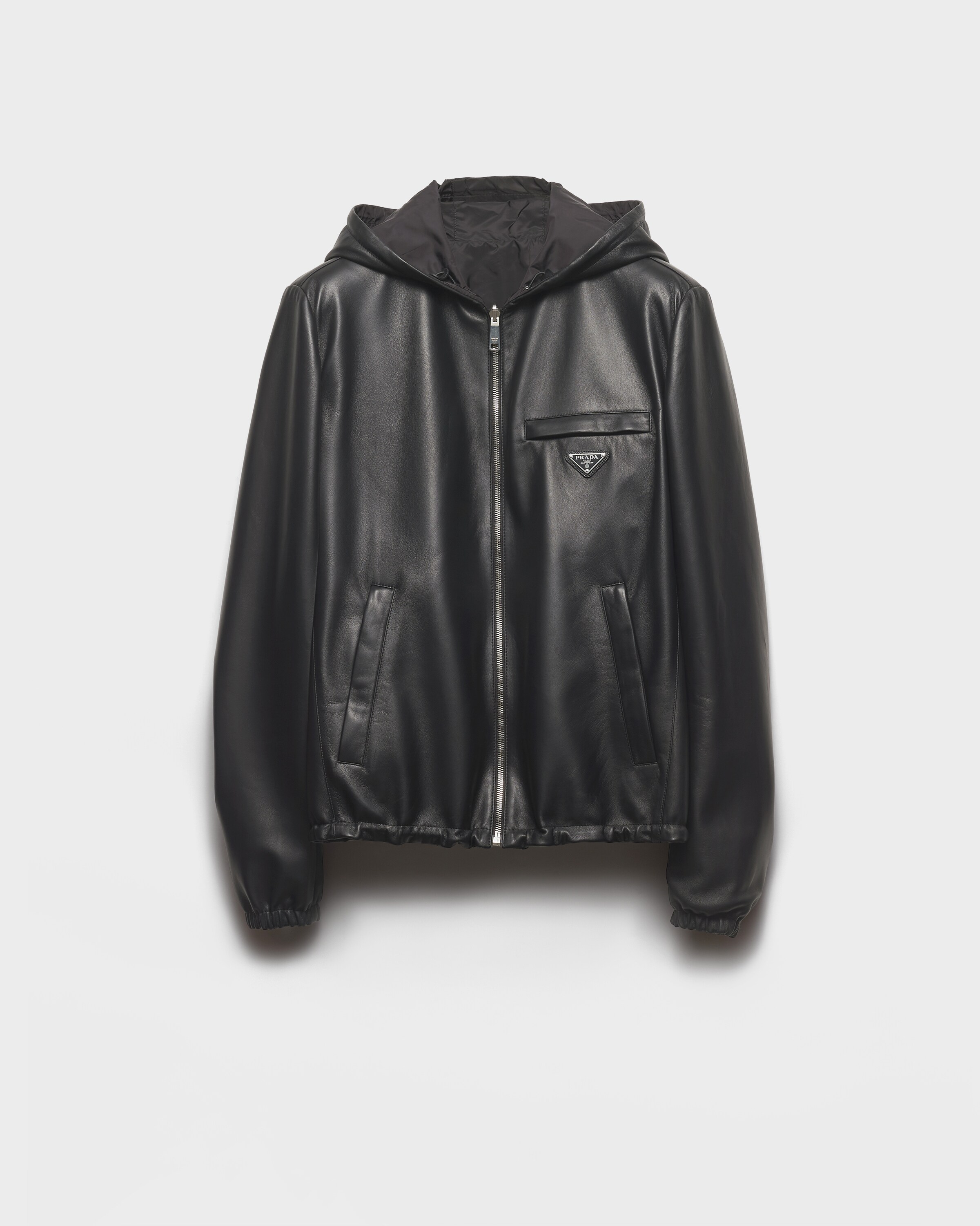 Prada Reversible Nappa Leather And Re-nylon Jacket, Man, Black, Size 50