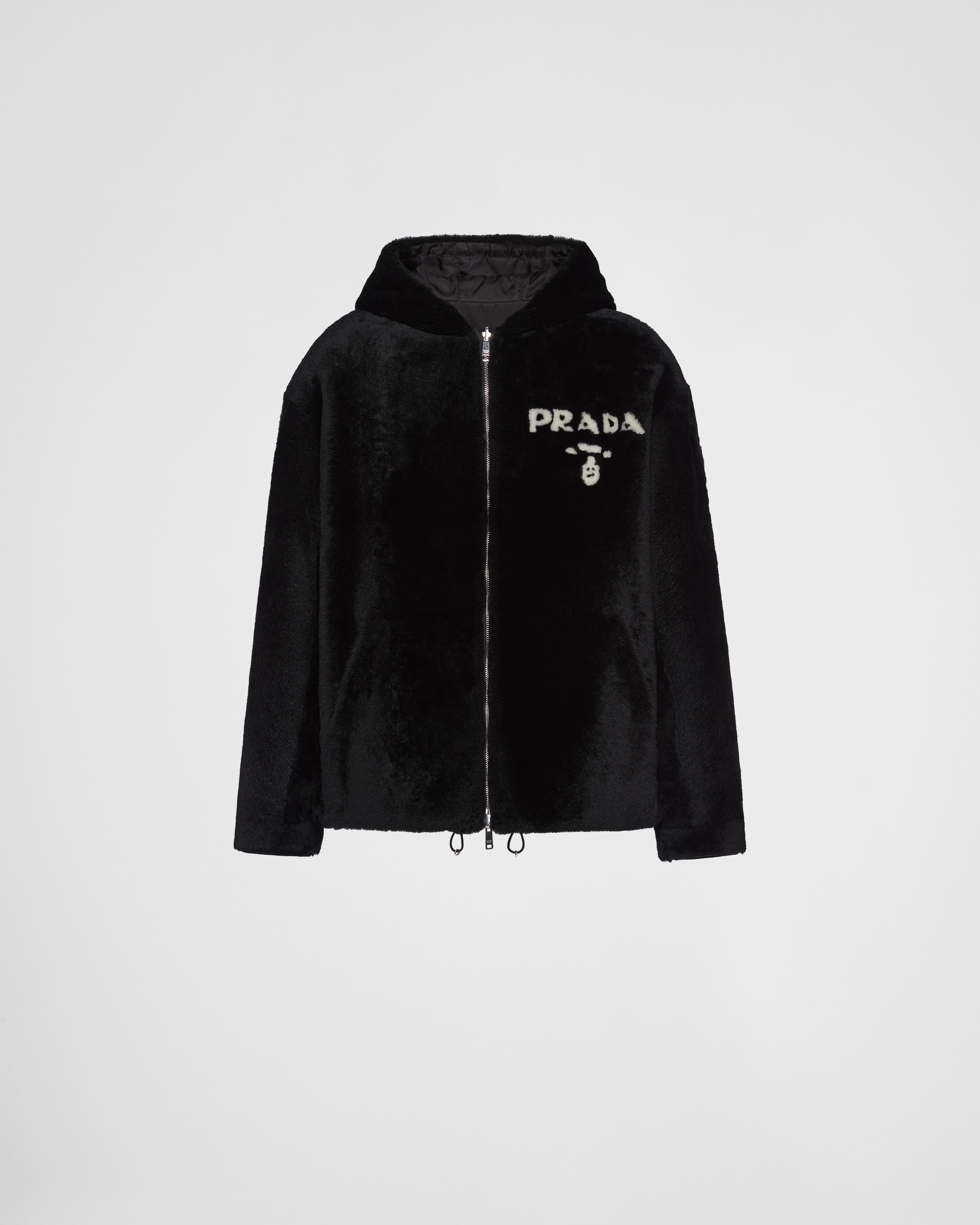 Black/black Reversible shearling jacket | Prada