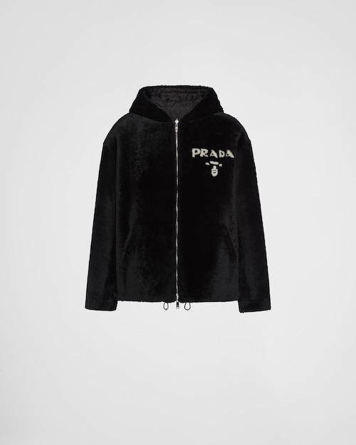 black Reversible shearling jacket | Prada
