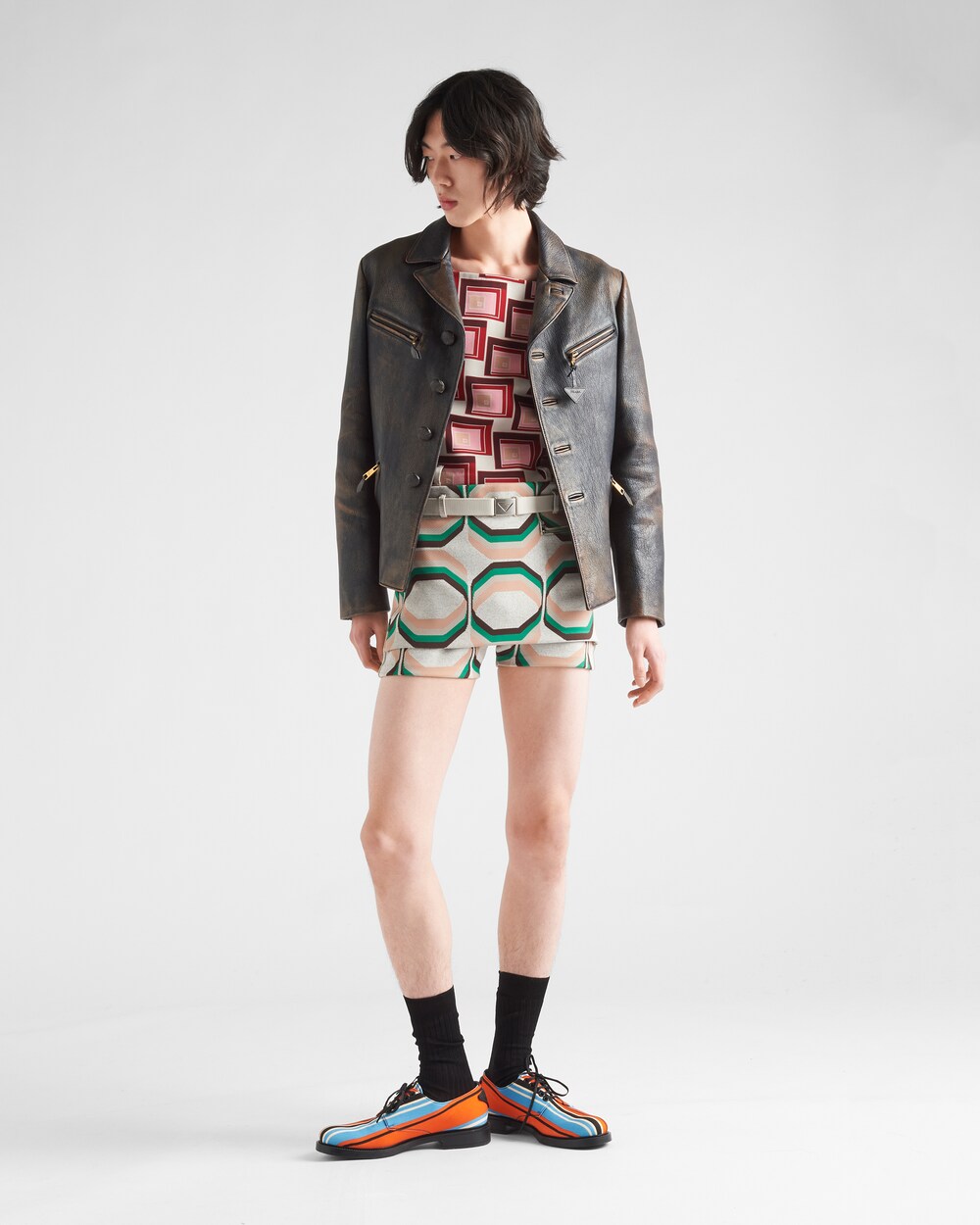 Navy Nappa leather jacket | Prada