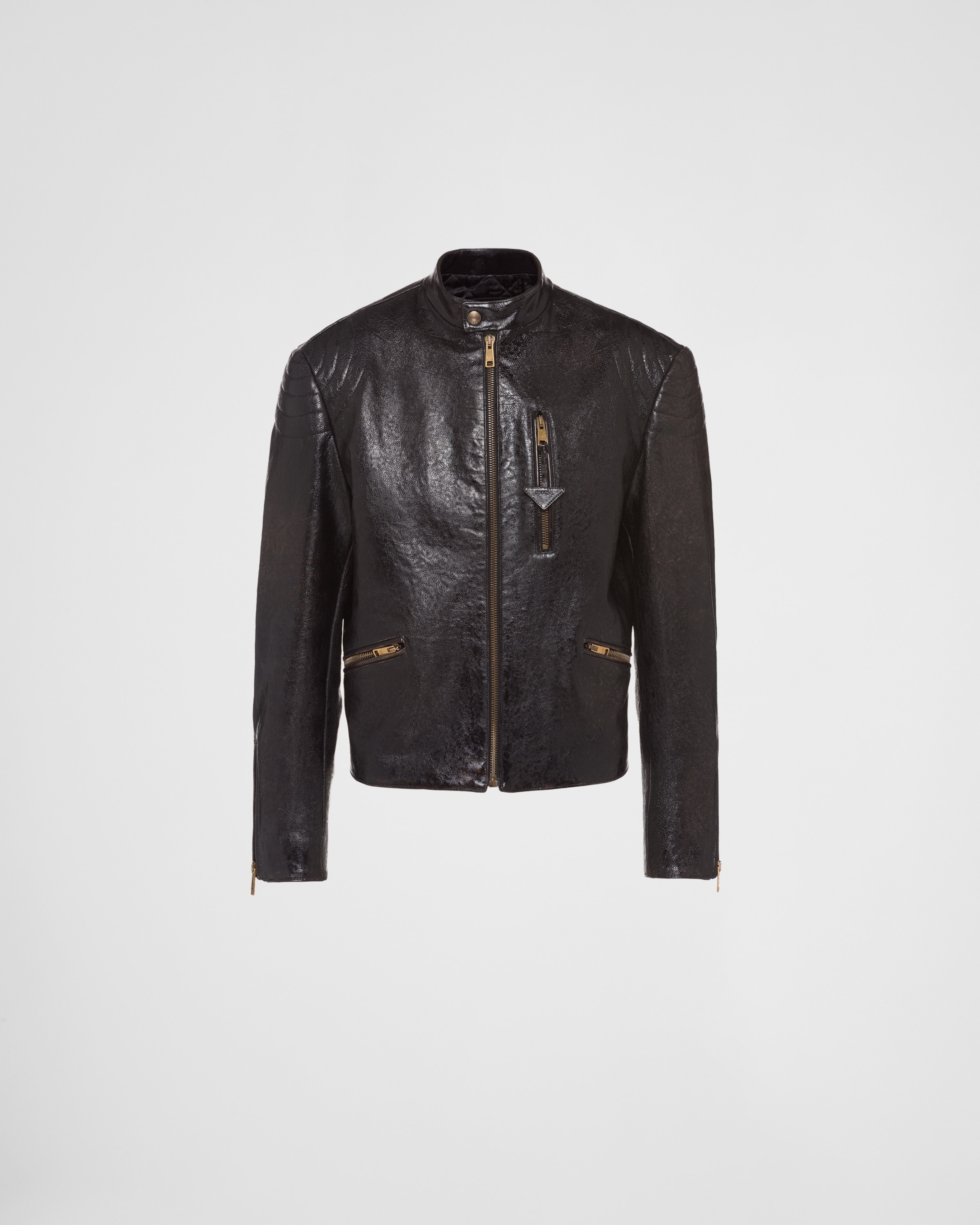 Prada Nappa Leather Caban Jacket - Baltic Blue