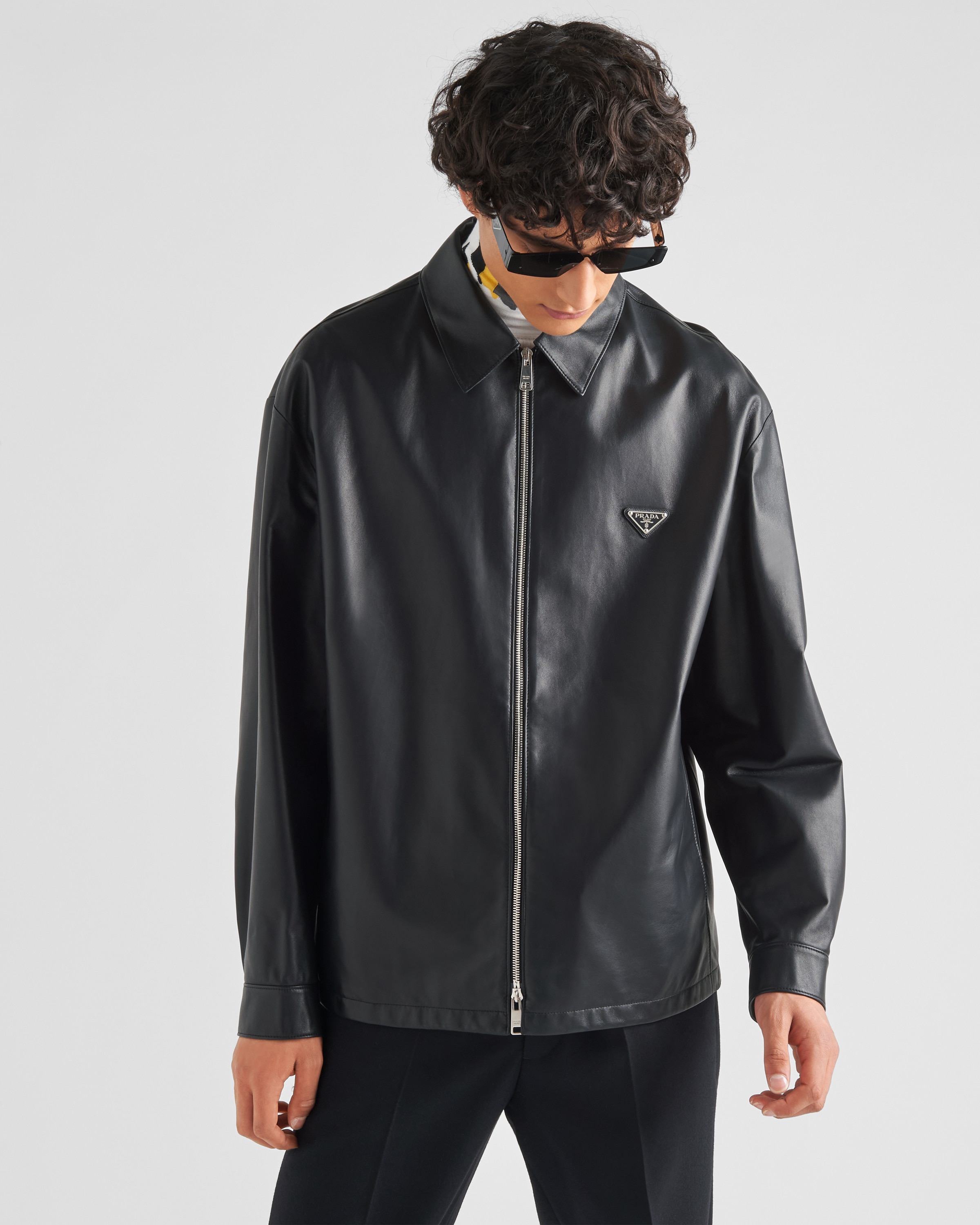 Black Nappa leather blouson jacket | Prada