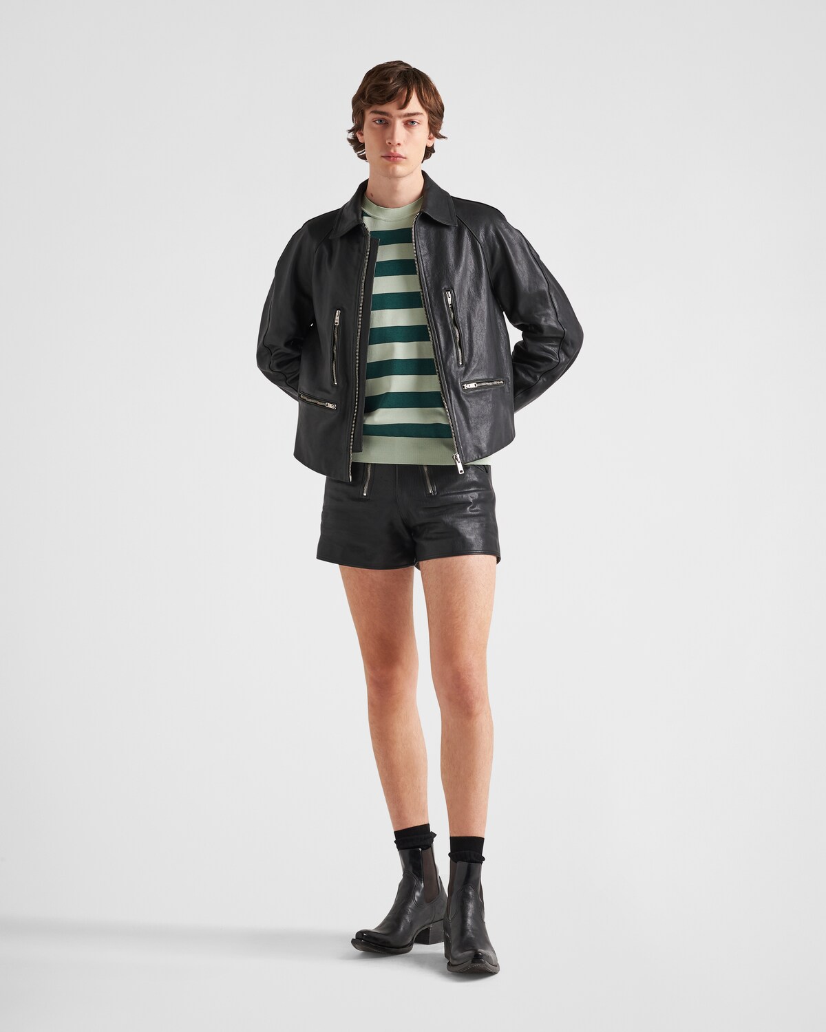Prada Short-sleeved Jacket Black Lambskin
