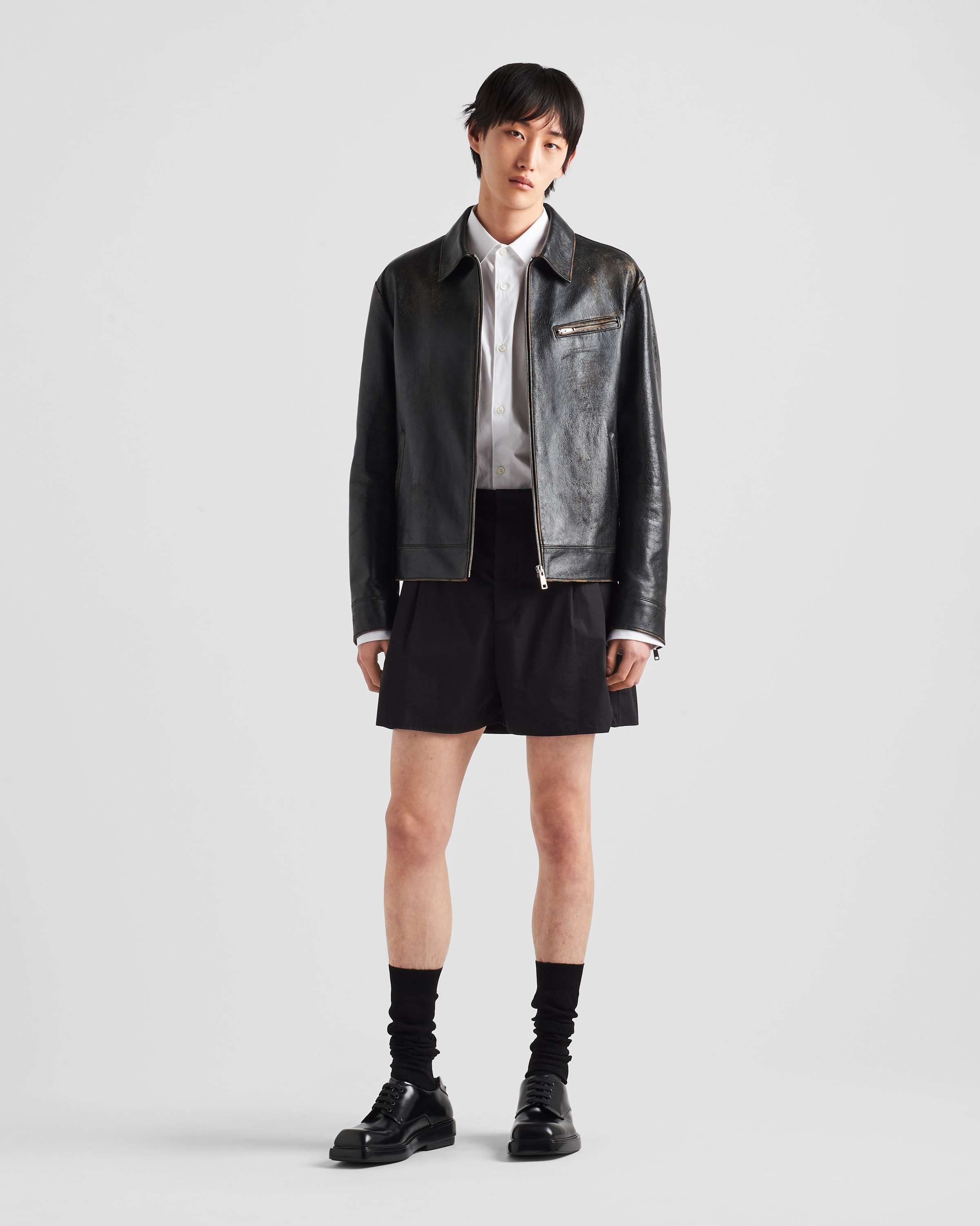 Prada leather jacket mens price deals