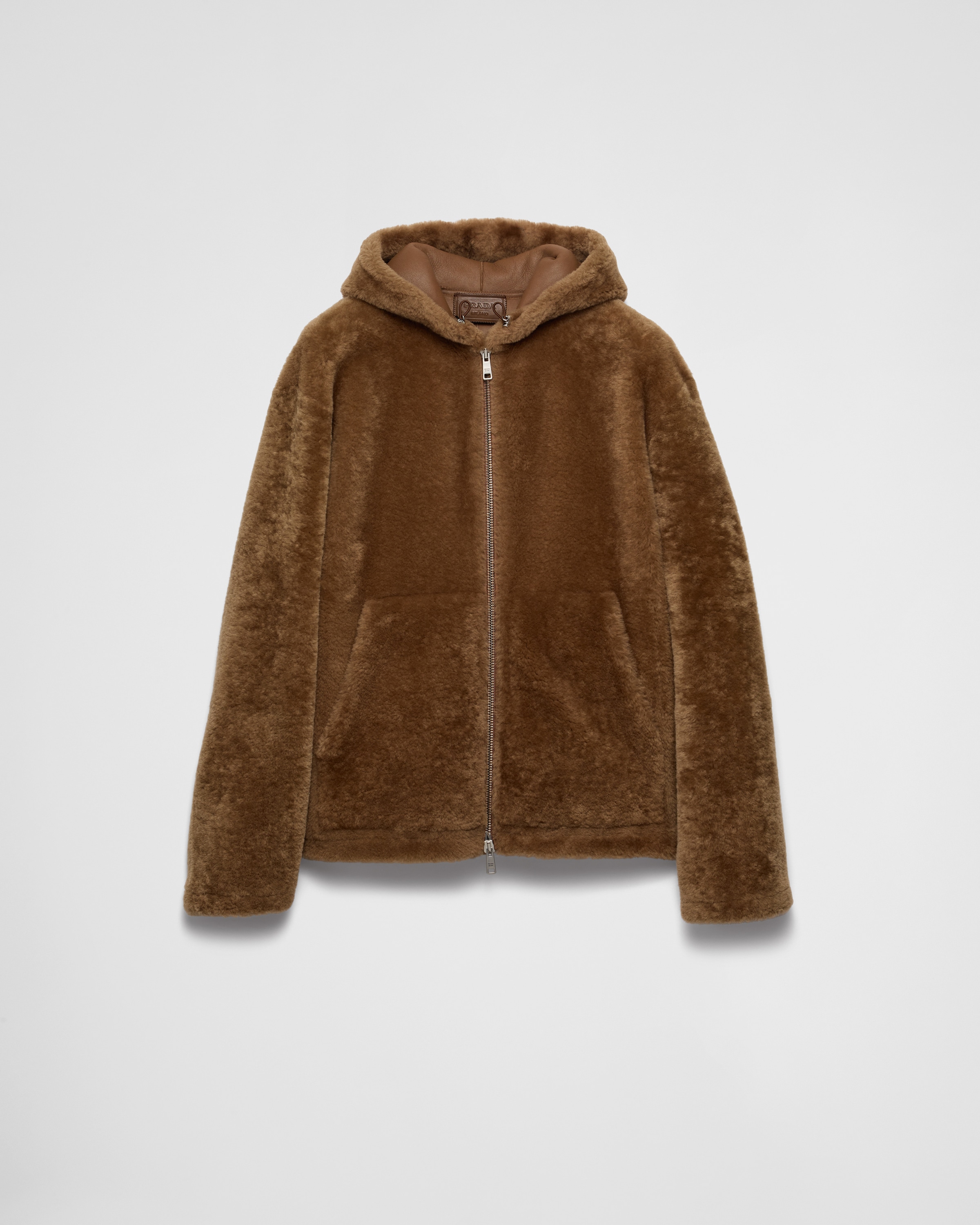 Prada Shearling Jacket In Hazelnut
