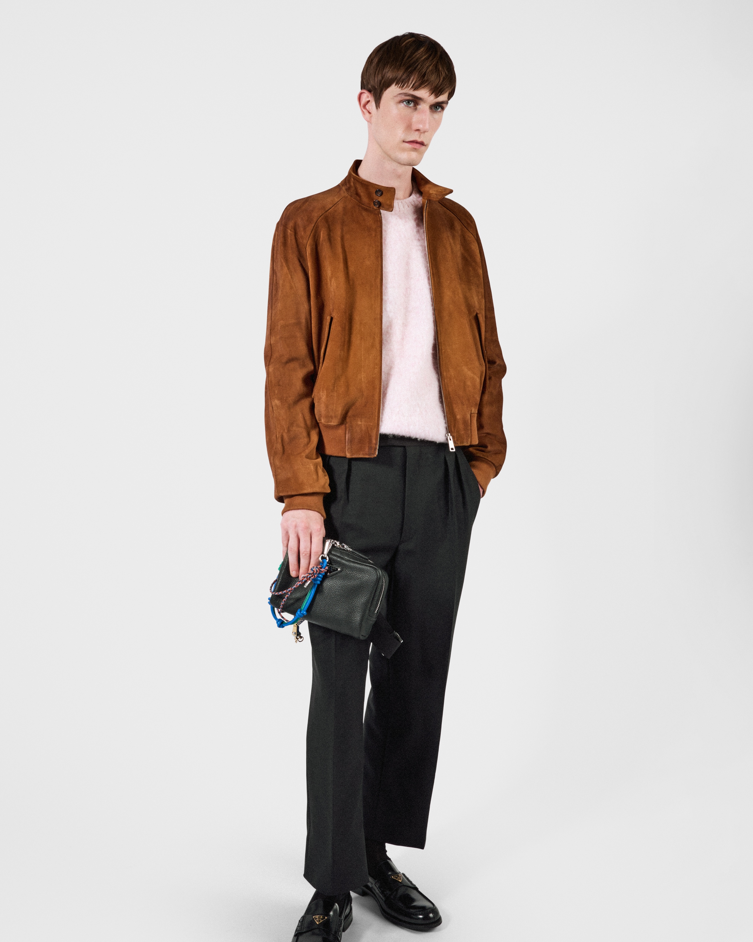 Caramel Suede Bomber Jacket | PRADA