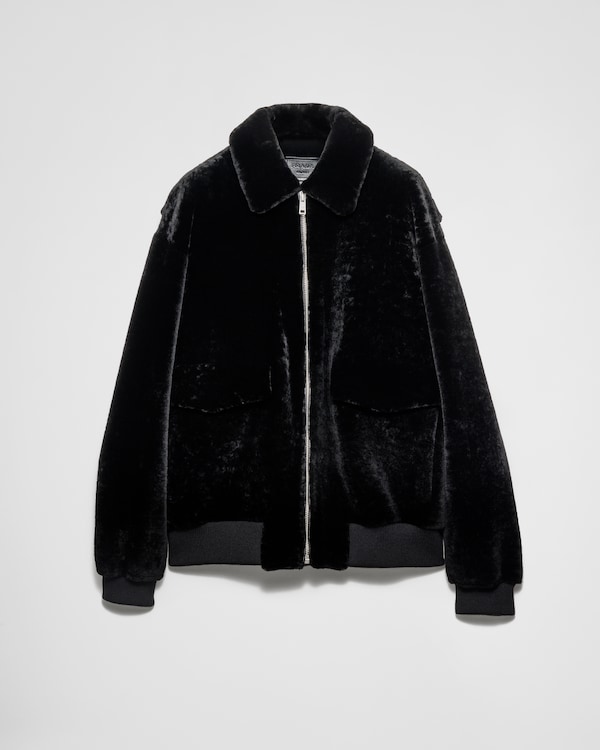 Black Shearling bomber jacket | PRADA