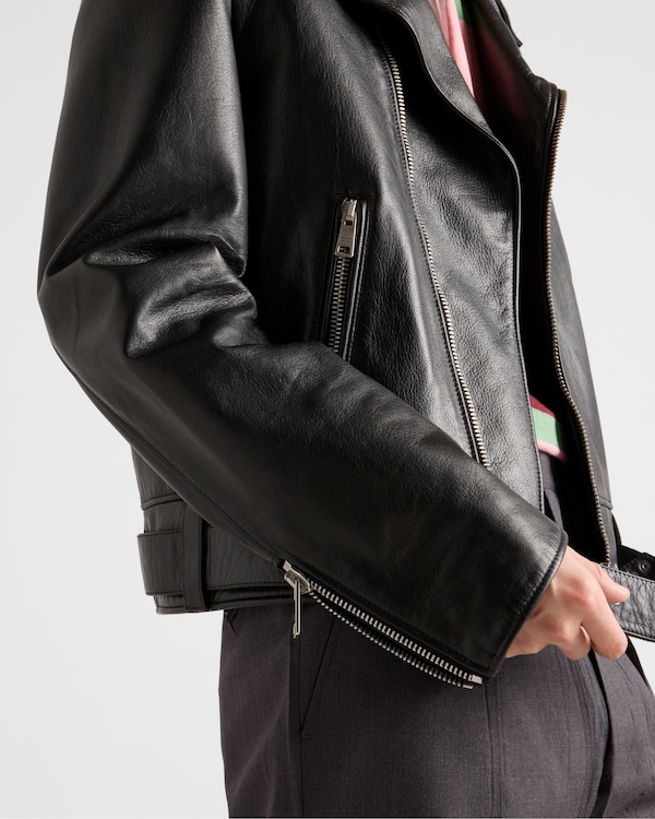 レザー バイカージャケット - ブラック レザー バイカージャケット - ブラック