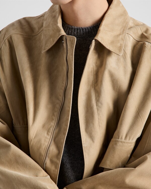 Bomber en veau velours et coton Bomber en veau velours et coton