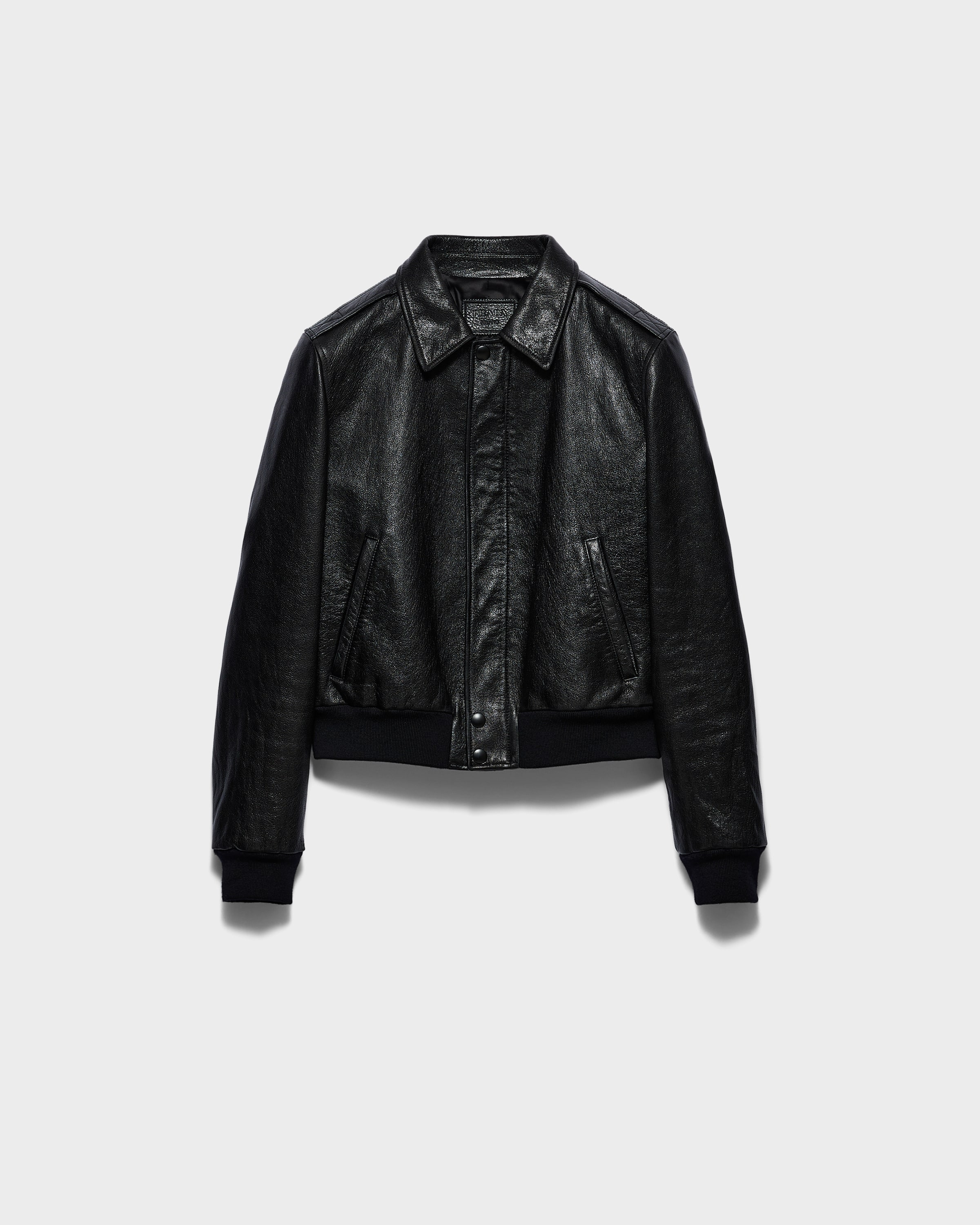 Prada Bomberjacke Aus Leder In Schwarz
