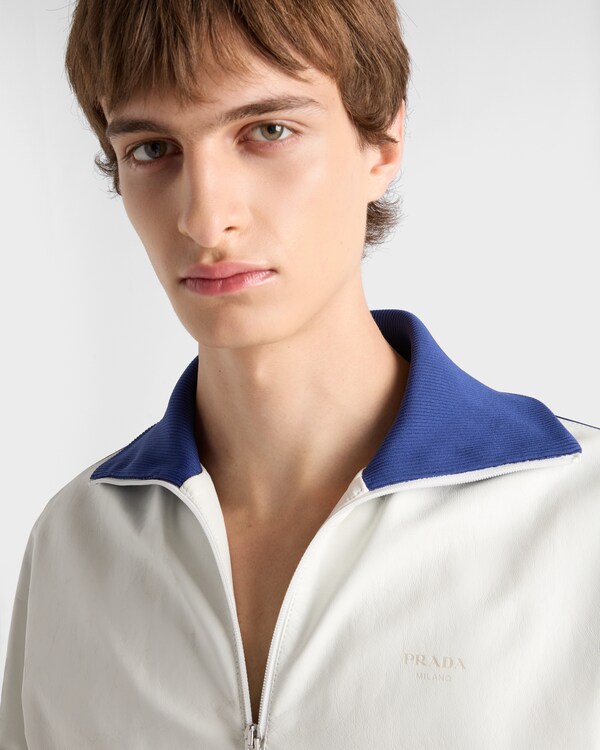 ナッパレザー ブルゾンジャケット - ホワイト ナッパレザー ブルゾンジャケット - ホワイト