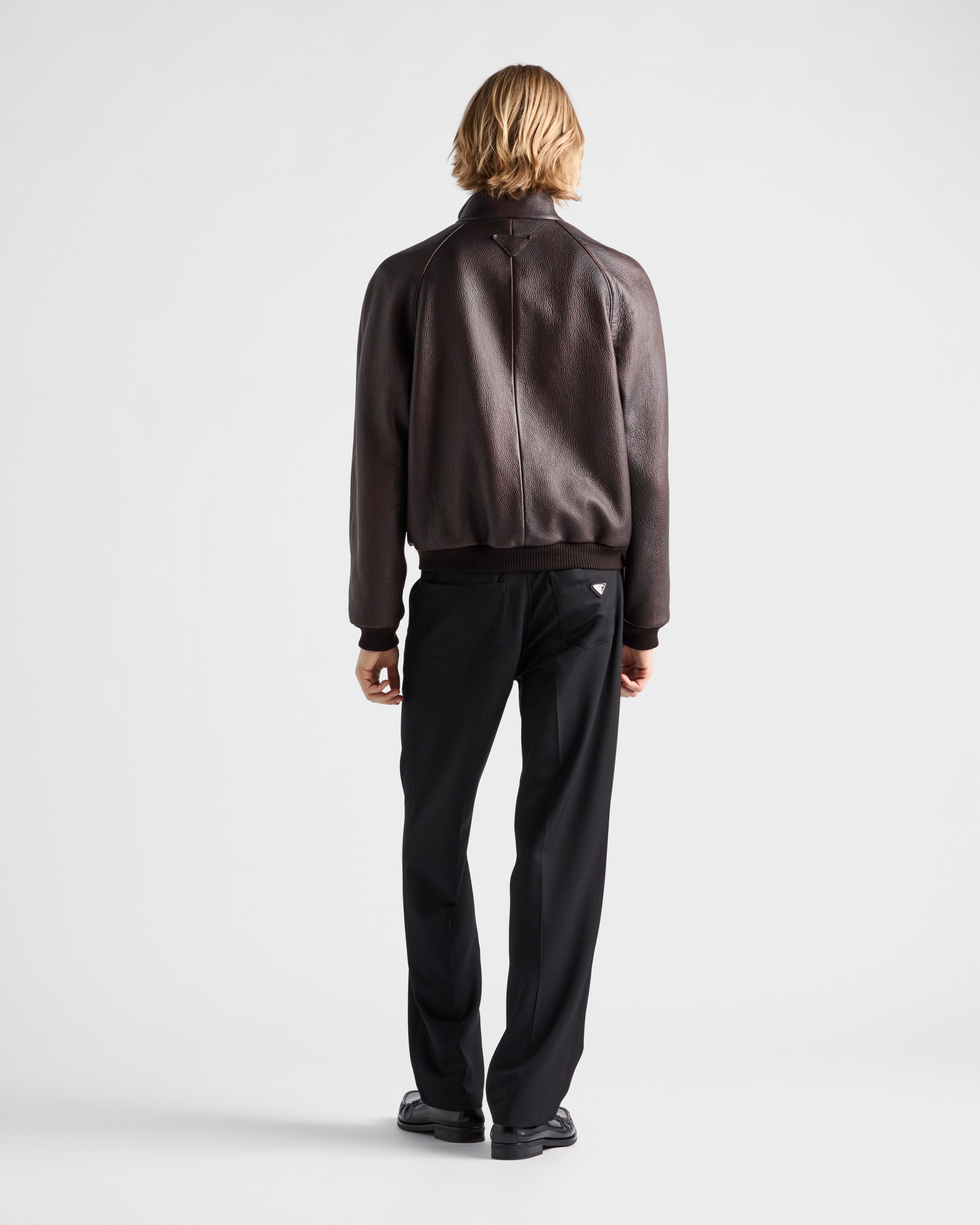Leather bomber jacket