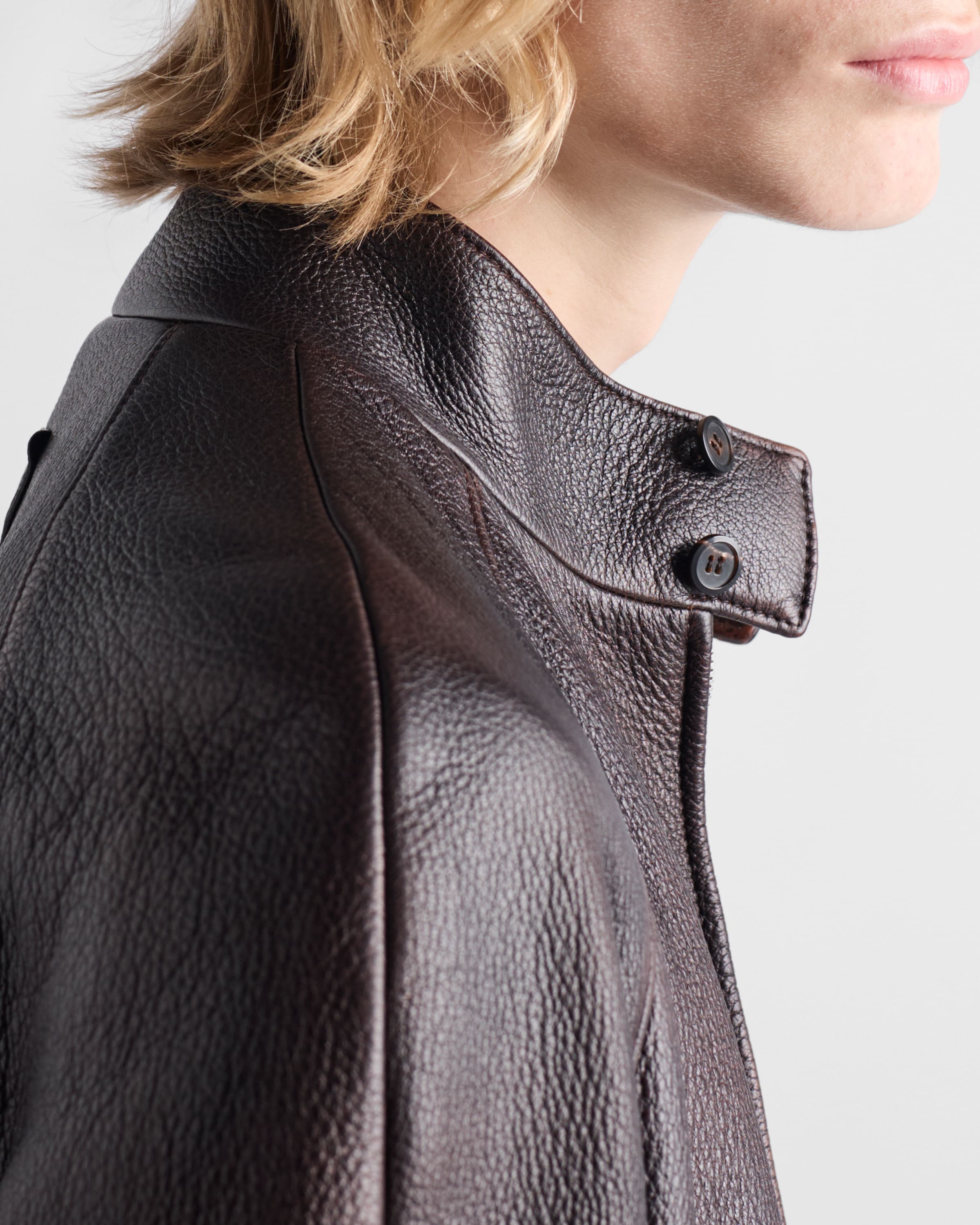 Leather bomber jacket