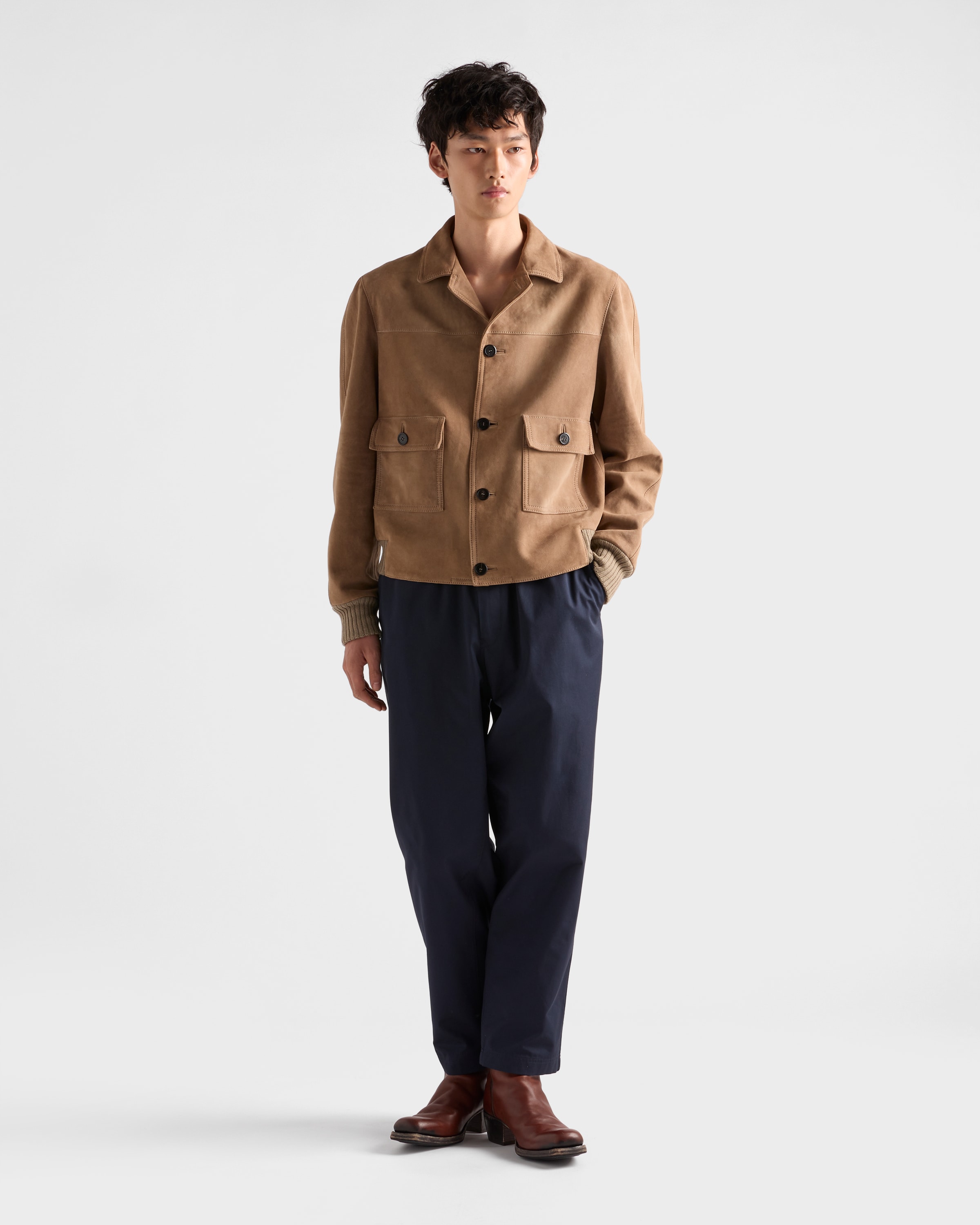 Prada Bomberjacke Aus Wildleder In Brown
