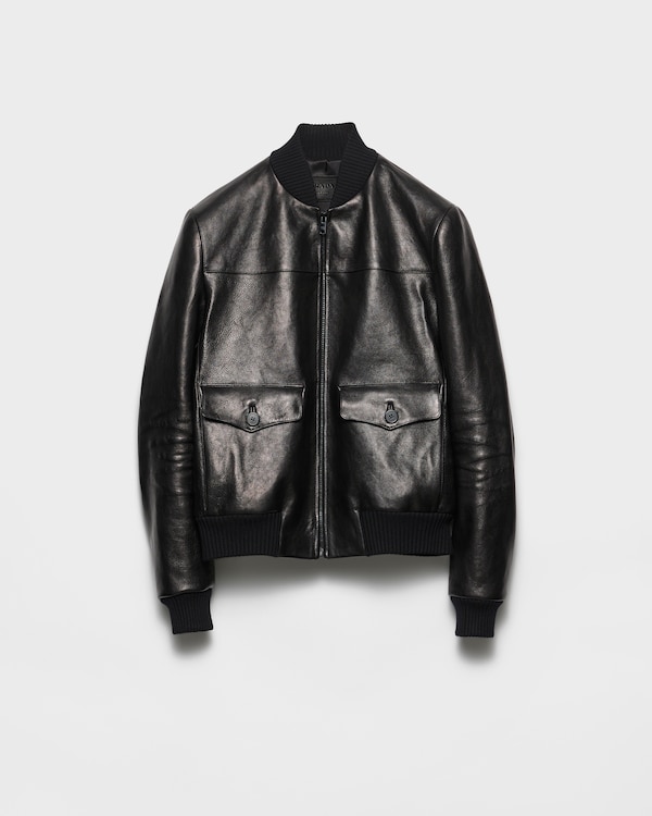 ジャケット PRADA JACKET (P523ORSOOO13XK F0002) Prada Reversible Leather Bomber Jacket UPW280SOOO.38-F0002