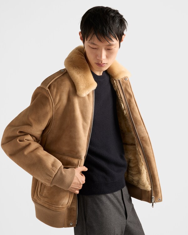 Süet ve shearling bomber ceket Süet ve shearling bomber ceket