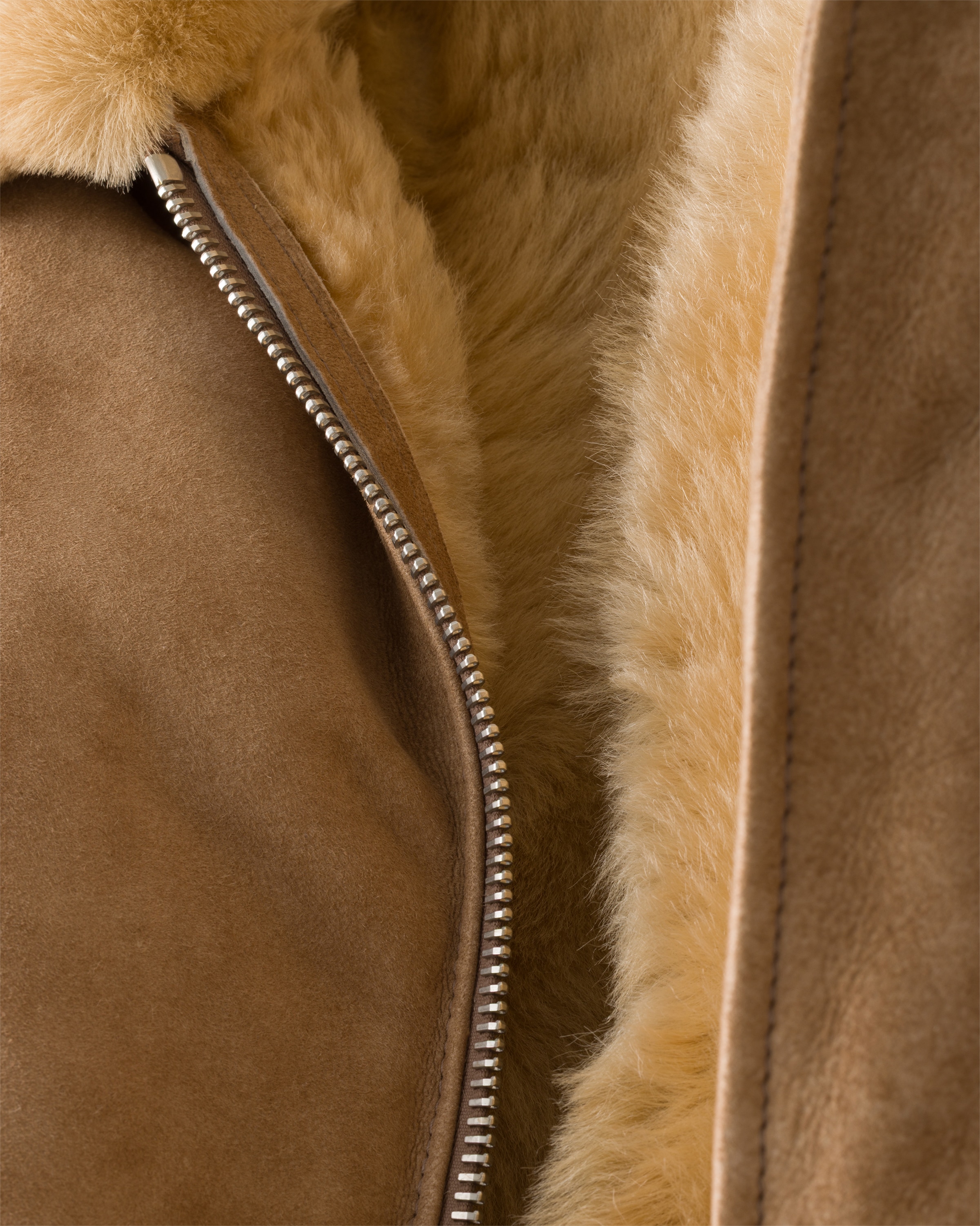 Suede and shearling bomber jacket