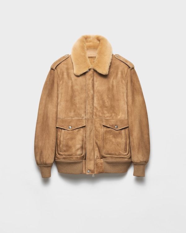 Süet ve shearling bomber ceket Süet ve shearling bomber ceket