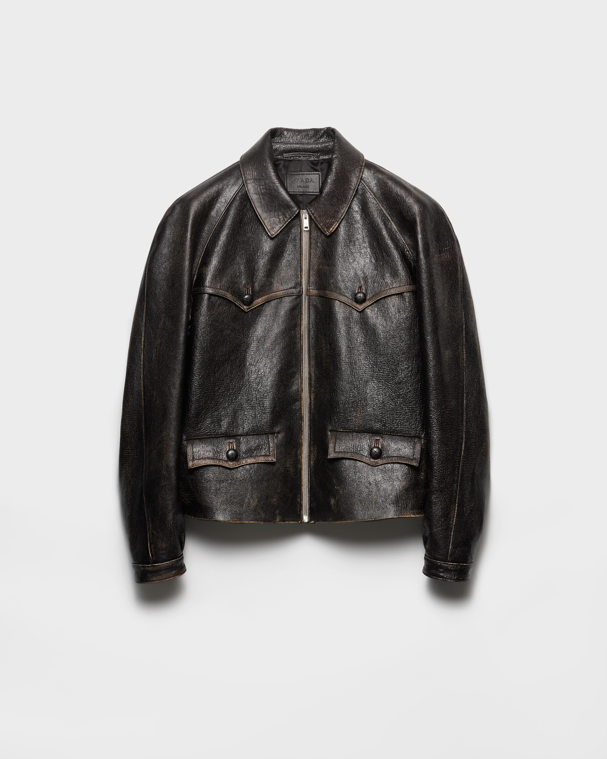 Prada Nappa Leather Jacket, Man, Black, Size 52