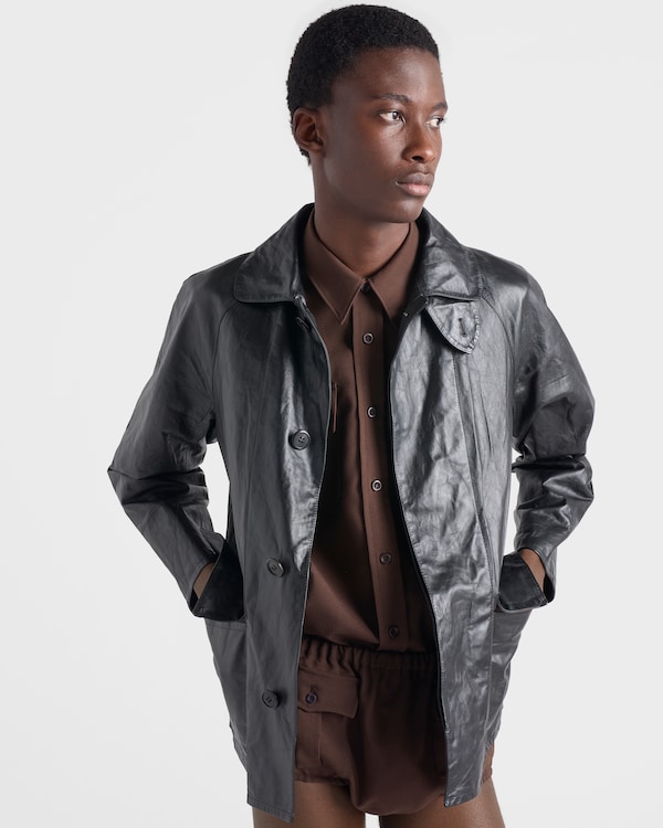 빈티지 룩 가죽 블루종 재킷 - 블랙 빈티지 룩 가죽 블루종 재킷 - 블랙