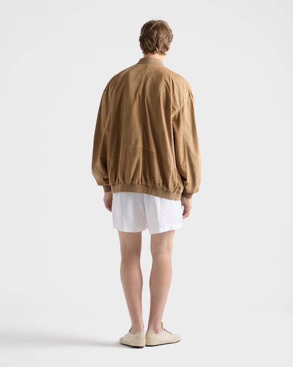 Bomber en veau velours - beige Bomber en veau velours - beige