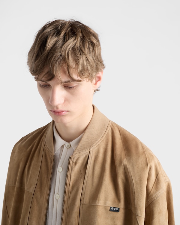 Bomber en veau velours - beige Bomber en veau velours - beige