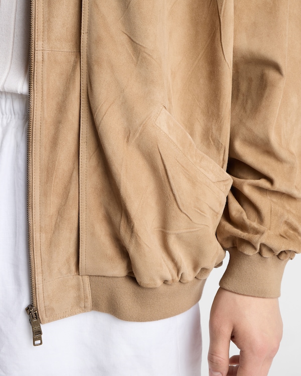 Bomber en veau velours - beige Bomber en veau velours - beige