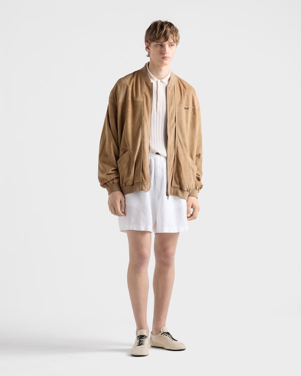 Bomber en veau velours - beige Bomber en veau velours - beige