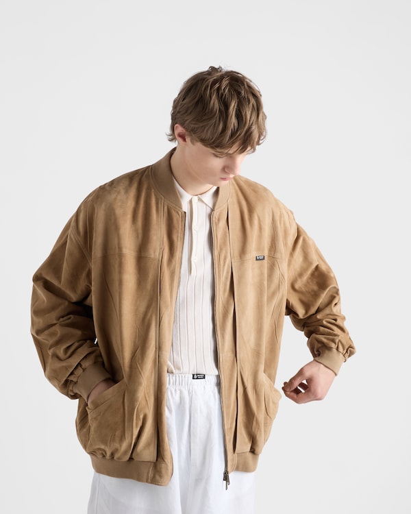 Bomber en veau velours - beige Bomber en veau velours - beige