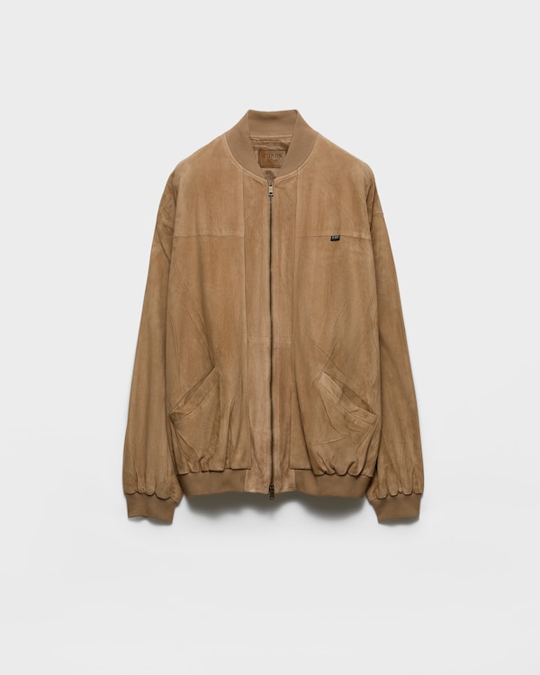 Bomber en veau velours - beige Bomber en veau velours - beige