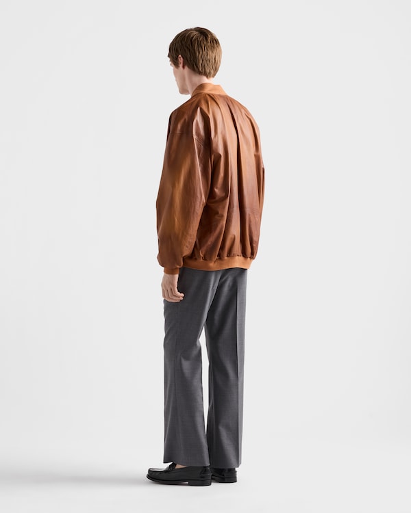 Oversized nappa leather bomber jacket - Light Tan Oversized nappa leather bomber jacket - Light Tan