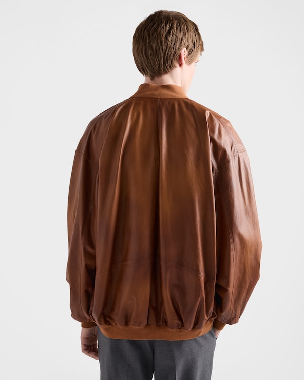 Oversized nappa leather bomber jacket - Light Tan Oversized nappa leather bomber jacket - Light Tan