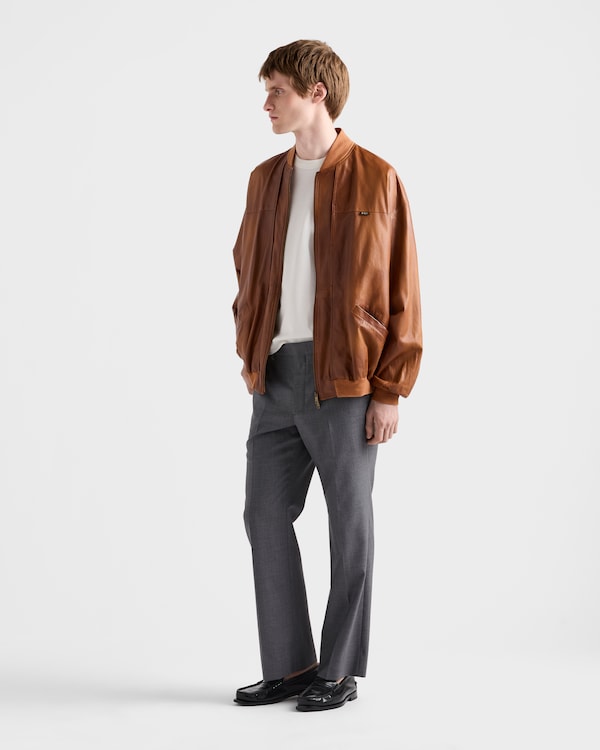 Oversized nappa leather bomber jacket - Light Tan Oversized nappa leather bomber jacket - Light Tan