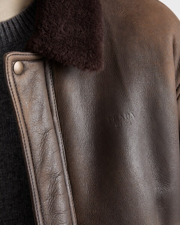 Shearling bomber jacket - Dark Brown Shearling bomber jacket - Dark Brown
