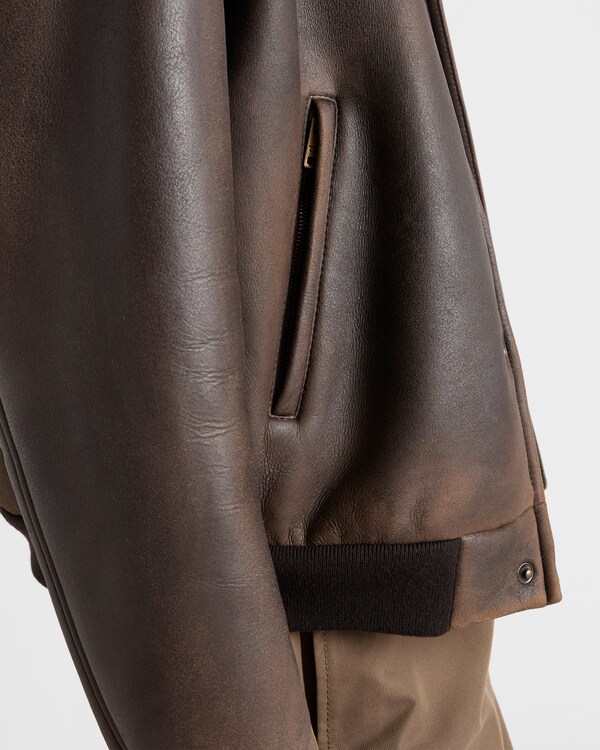 Shearling bomber jacket - Dark Brown Shearling bomber jacket - Dark Brown