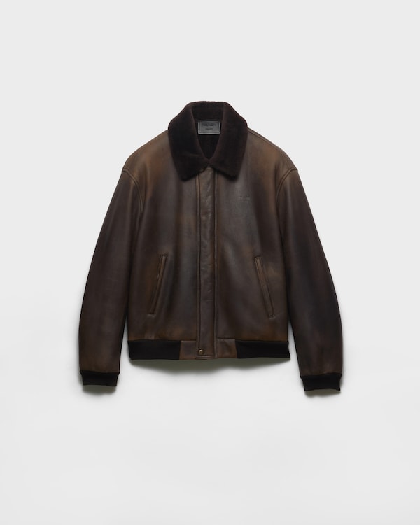 Shearling bomber jacket - Dark Brown Shearling bomber jacket - Dark Brown